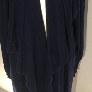 Navy Cashmere Silk Sweater with Rhinestone buttons